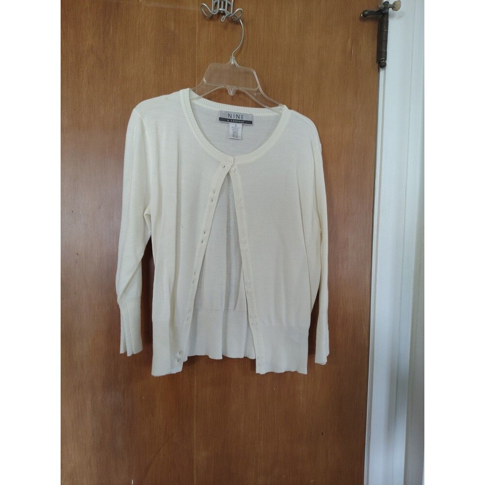 Nine & Company Ivory Cream Button Sweater Cardigan Small